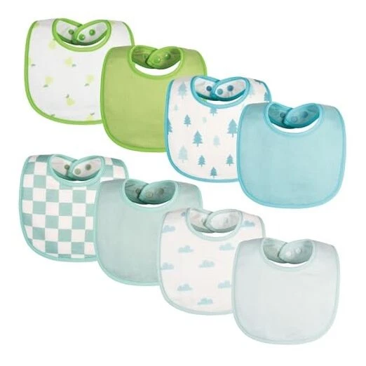 Baby Feeding Bibs - Waterproof and Absorbent Infant 8 Pack Boy Print 8-pack