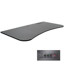 USED VIVO Black 63"x32" TableTop for StandingDesk Frame with Built-in PowerStrip