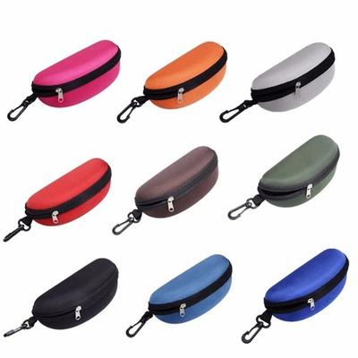 #ad Portable Sunglasses Eyeglasses Case Zipper Hard Shell Box With Clip Black $1.90