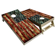 Premium Poplar USA Flag Cornhole Boards w Cupholders  Handles Reg 2 x 4 w Bags