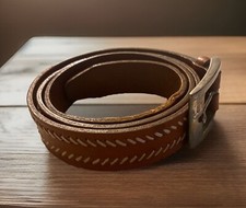 TRAFALGAR Brown Leather Stitched Belt Size 38 / 95 Made In USA