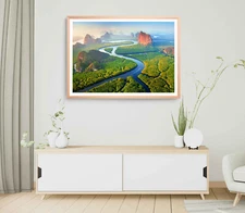 Phang nga Bay Print, Thailand Wall Art, Mountains Framed Nature Wall Art,Natural