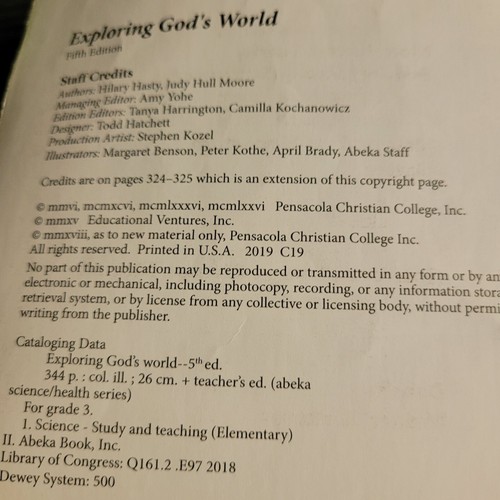 Abeka Academy Textbook Science 3rd Grade 3 Exploring God's World - Picture 5 of 19