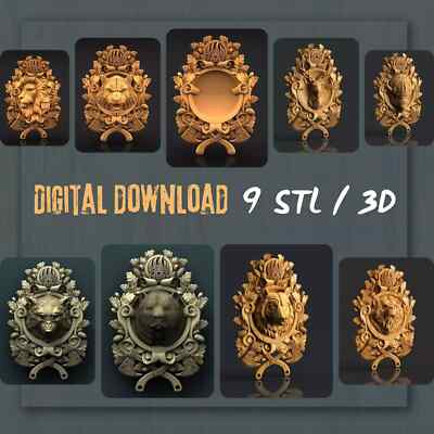 9  Different Wild Animal 3D STL models for CNC Router/Engraving for Home Décor