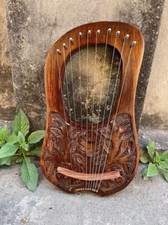 10 Metal Strings Rosewood Lyre Harp Brown Flower Design Lyre Harps With Bag
