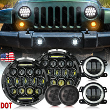 07-18 For Jeep Wrangler Jk Black 7 Led Headlights4 Fog Lightsturn Lamp Combo 07-18 For Jeep Wrangler Jk Black 7 Led Headlights4 Fog Lightsturn Lamp Combo