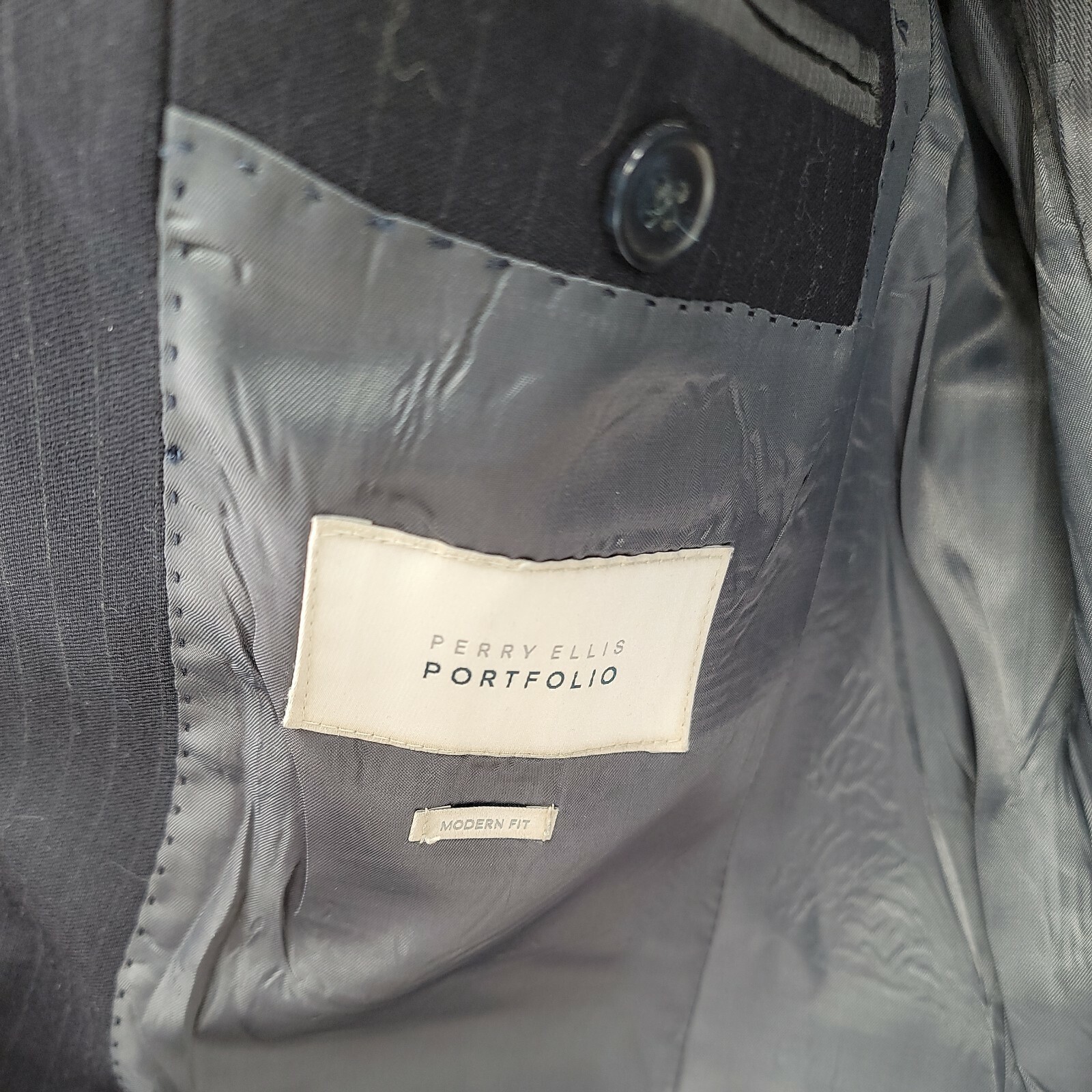 Perry Ellis Portfolio Mens Blue White Striped Jacket … Gem