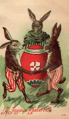 C.1905 Brown Easter Rabbits Bunnies Anthropomorphic Lot of 6 Postcards P2