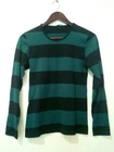 MARIMEKKO LONG SLEEVE SCOOP NECK STRIPED BLACK/GREEN COTTON SHIRT SZ M EUC!