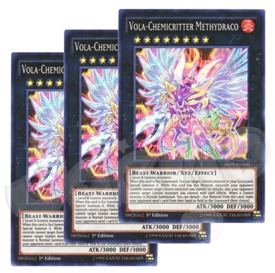 Yugioh Vola-Chemicritter Methydraco x 3 - 1st Edition Super Rare NM - Free Holo