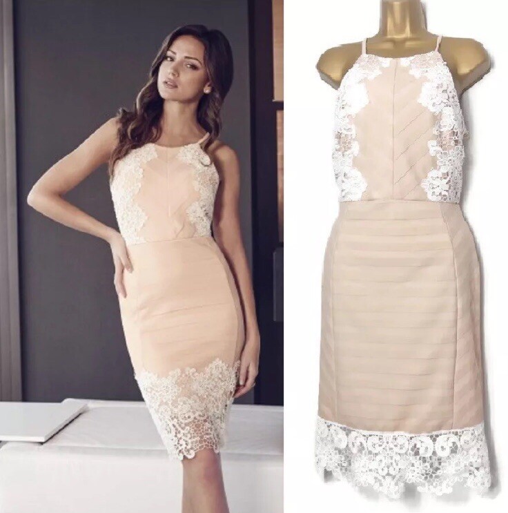 Michelle Keegan Love Lipsy London Lace Nude Peach White Wedding Dress UK 6/  US 2 | eBay