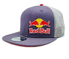 Slate Gray Flat Brim Trucker Cap w/ Offset Logo 2 logos. BMX Motocross. MotoGP