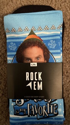 Buddy The Elf Men s Crew Socks, Smiling is My Favorite,  BRAND NEW