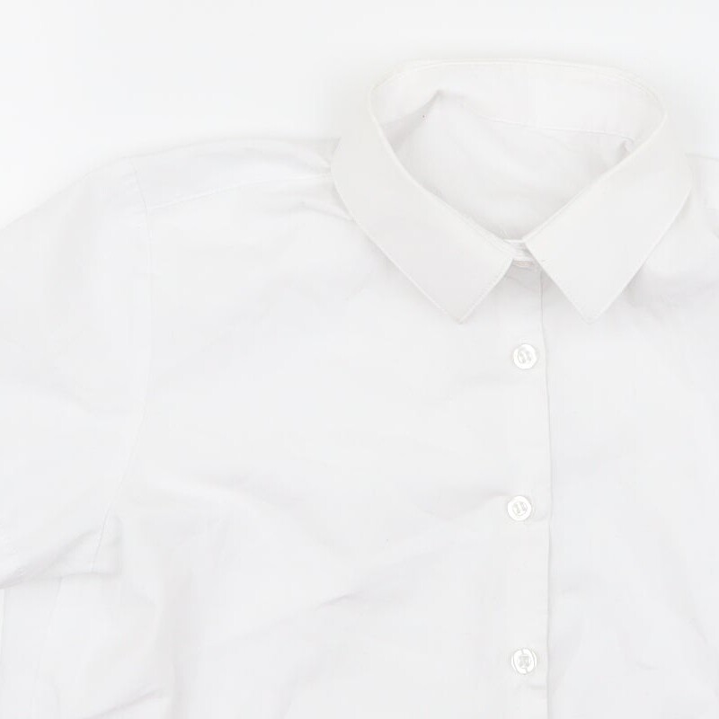 George Girls White Cotton Blend Basic Button-Up Size 12 Years Scoop Neck image 5