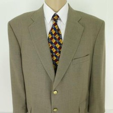 46 S Stafford Solid Brown Wool Poly 2 Btn Mens Jacket Sport Coat Blazer Mint
