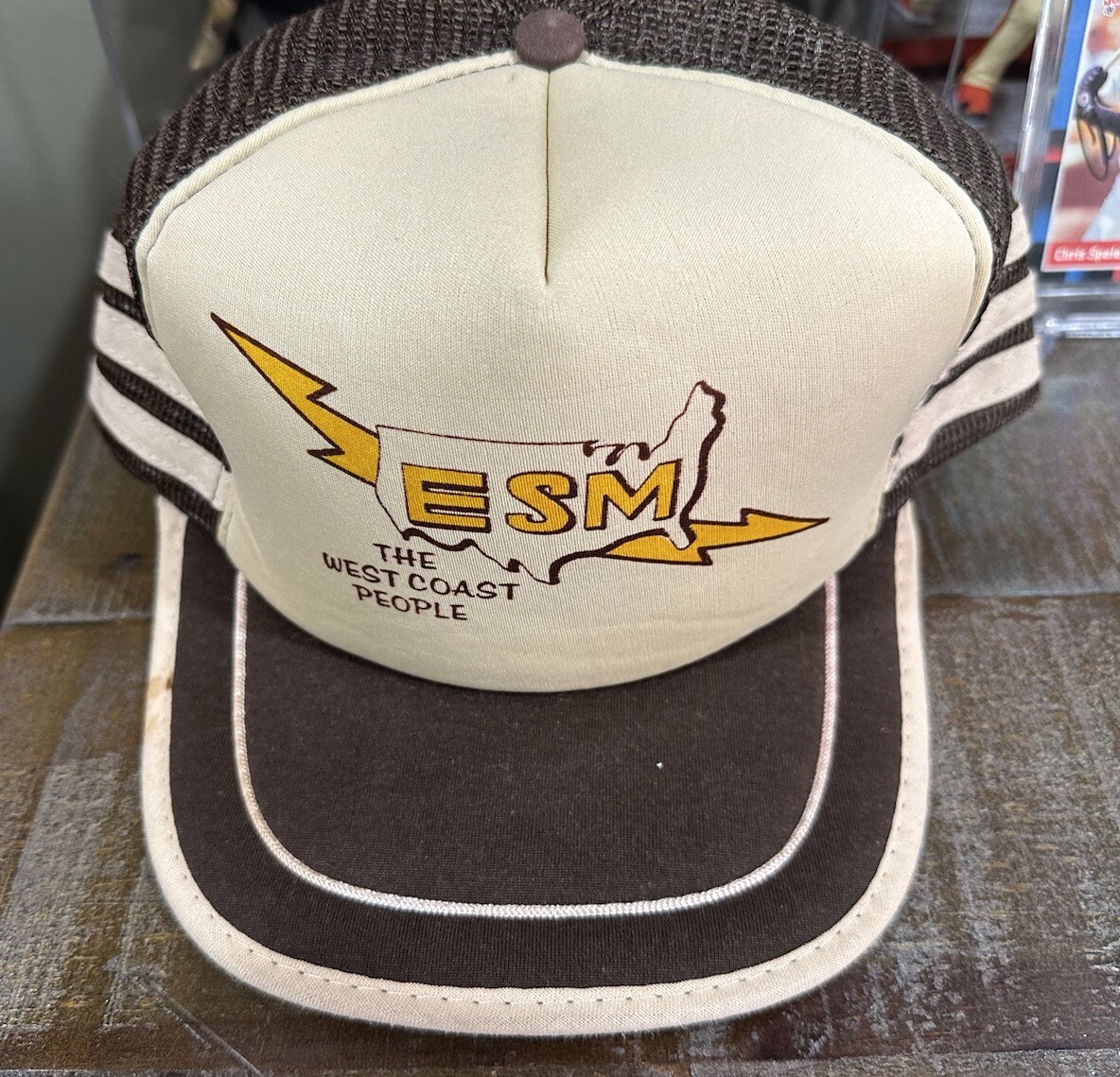 Vintage San Sun 3 Stripe EMS The West Coast People SnapBack Trucker Hat Cap