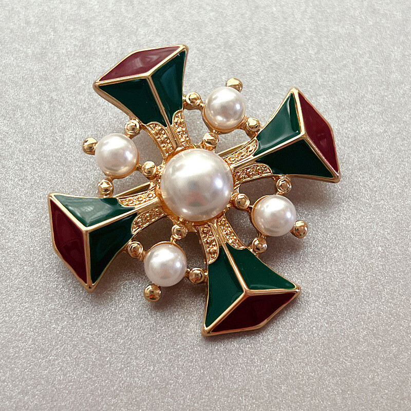 Broche de corte barroco vintage - Pin de solapa de esmalte cruzado para ropa y traje