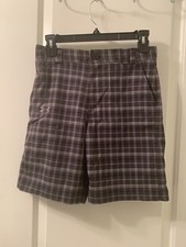 Under Armour Plaid Shorts Boys Size Large Gray Black White
