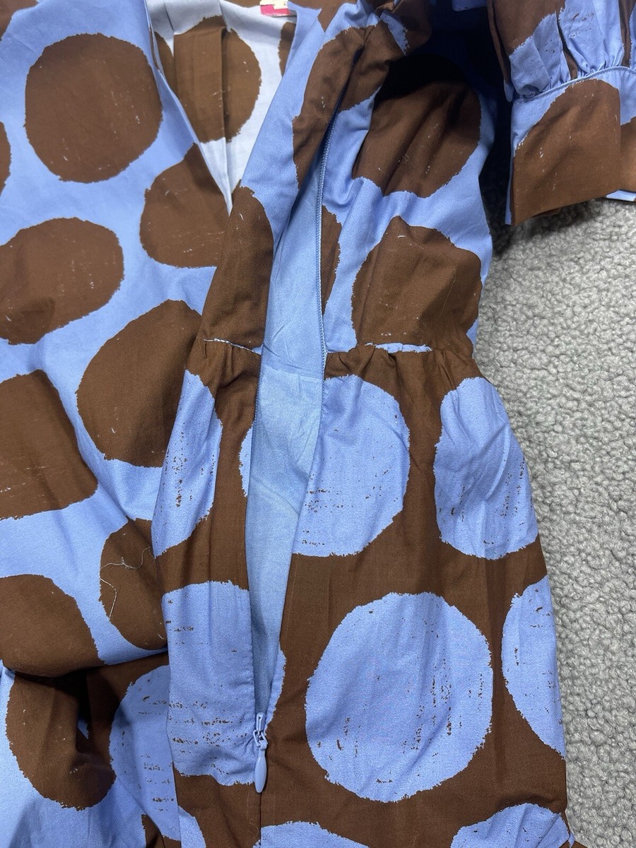 farm rio blue dress anthropologie Brown and Blue Tropical Flight Stripes Organic Cotton Midi Dress  FARM Rio