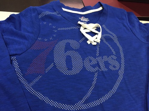 WOMENS NBA MAJESTIC PHILADELPHIA 76ERS SIXERS SWEATER TOP M MEDIUM BLUE NEW | eBay