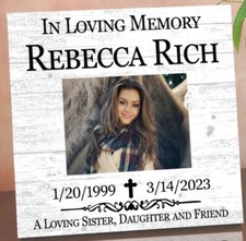 In Loving Memory Plaque   Personalized Memorial Photo Sign With Name, Dates  Tr