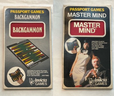 Vintage 1973 Invicta Games Travel Pocket Passport Game Backgammon MasterMind Lot