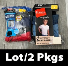 Lot/2 Pkgs 8ct Total Hanes Boys Boxer Briefs, Multicolor, Size L NEW OTHER