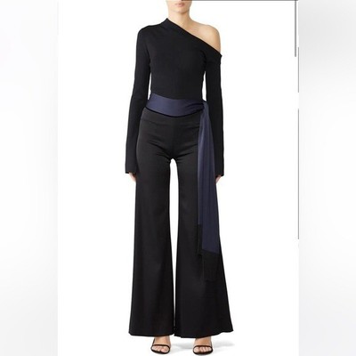 Galvan London Black Blue Fringe Sash Pants Trousers Designer $950 Size 6  Wide