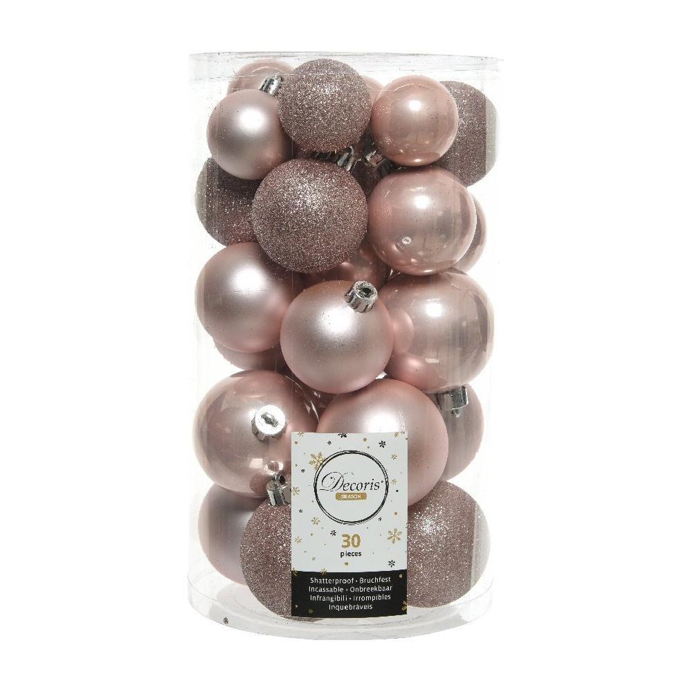 Amicasa Palline per Albero di Natale 30pz Clindro Sfera Mix Blush pink 9022937