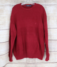 VINTAGE Nautica Mens Size Large Crew Neck Knit Oversize Sweater Red