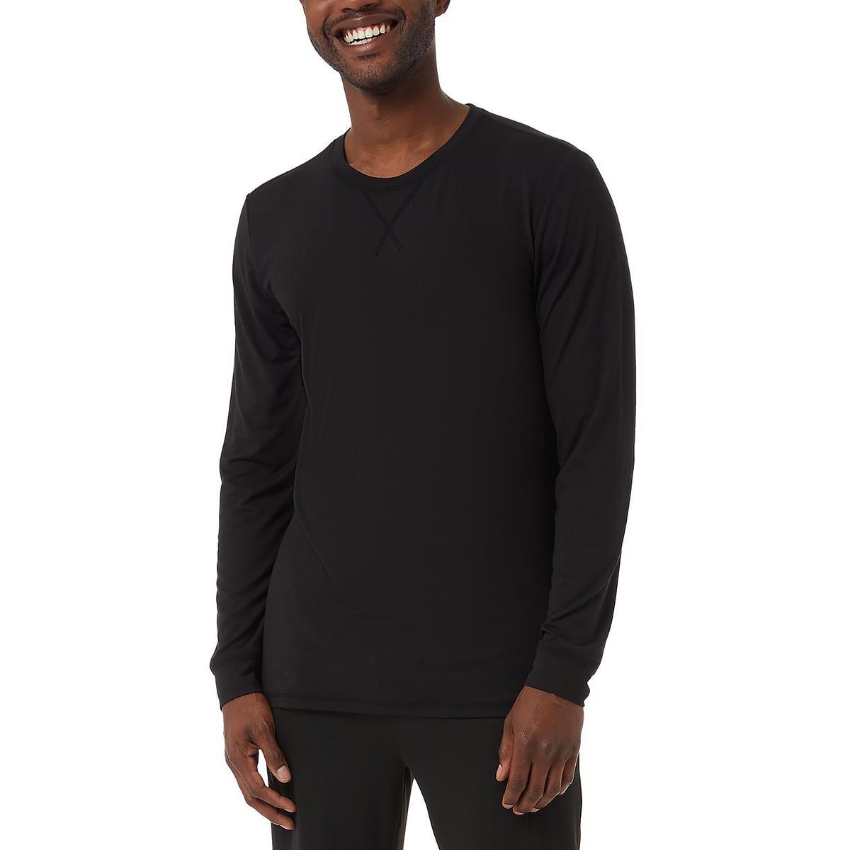 Прохладная на 32 градуса мужская черная футболка, ночная одежда, рубашка для сна, одежда для отдыха, S BHFO 3647