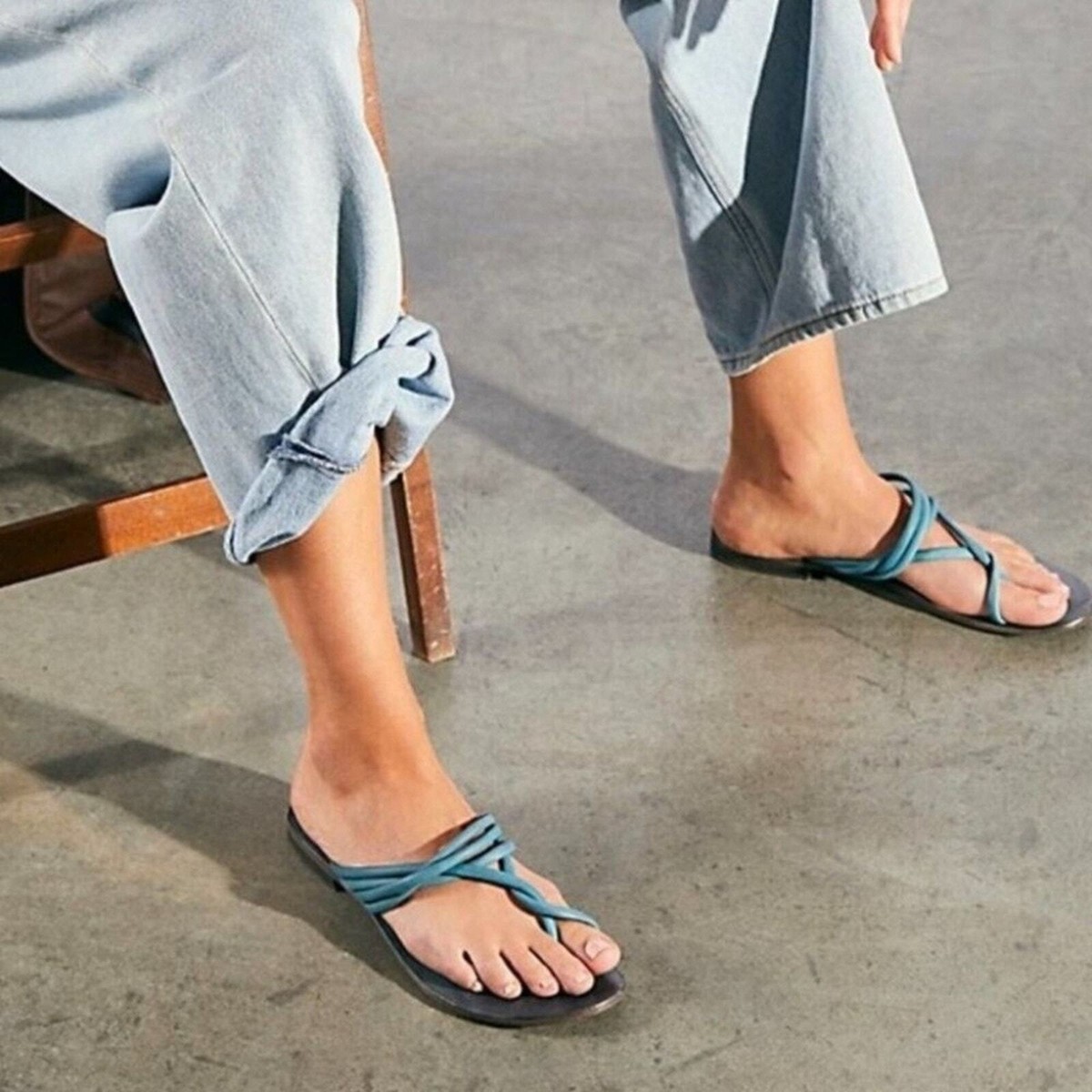 Free People Kayla Soft Strappy Sandals Pool Blue Women display picture 1