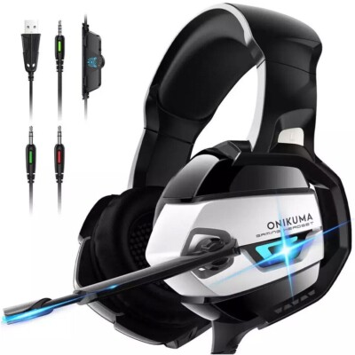 ONIKUMA Gaming Headset LED Noise Cancelling Headphone w/ Mic for PS4 PC Xbox One