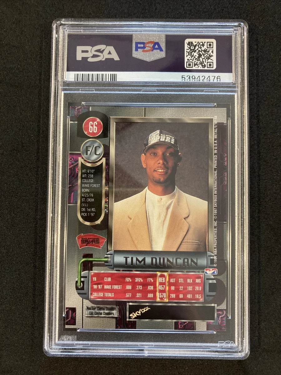 PSA 10 Tim Duncan 1997 Rookie RC METAL UNIVERSE Spurs | eBay