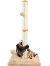 32" Tall Cat Scratching Post Tree - Sisal, Indoor Use, Beige for Adult Cats