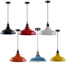 Modern Pendant Ceiling Light Metal Bowl Shade Adjustable Hanging Retro Lamp UK