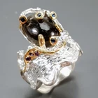 Unique ring Natural Cat's Eye Sunstone Ring 925 Sterling Silver Size 8 /R457763