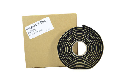 Marcy ME625 - 10' x 1/4'' Solid Core Butyl Tape Roll - Automotive Glass Adhesive