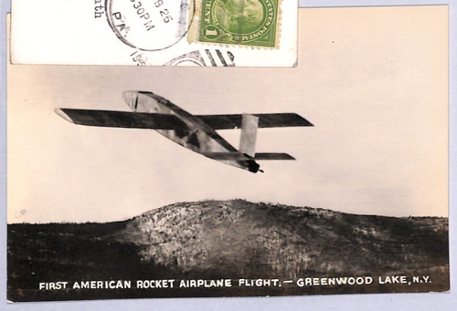 USA Airmail *ROCKET AIRPLANE* Pair Postcards{2} 1936 FIRST FLIGHT Signed YU205 - Picture 4 of 12