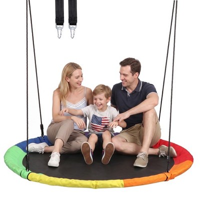 60'' Saucer Tree Swing Extra Large Seating Heavy Duty 660lbs Kids Adults Rainbow