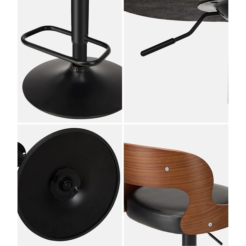 Oikiture Bar Stools Gas Lift Kitchen Dining Chair Stool Swivel PU Leather x2/x4 - image 4 of 4