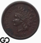 1867 Indian Head Cent Penny, Tough AU Better Date Issue