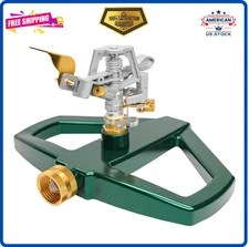 Sprinklers for Yard with Metal Base, 360° Rotating Water Sprinkler for Lawn