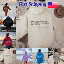 Dear Person Behind Me Hoodie Unisex Plush Pullover Letter Print Hooded
