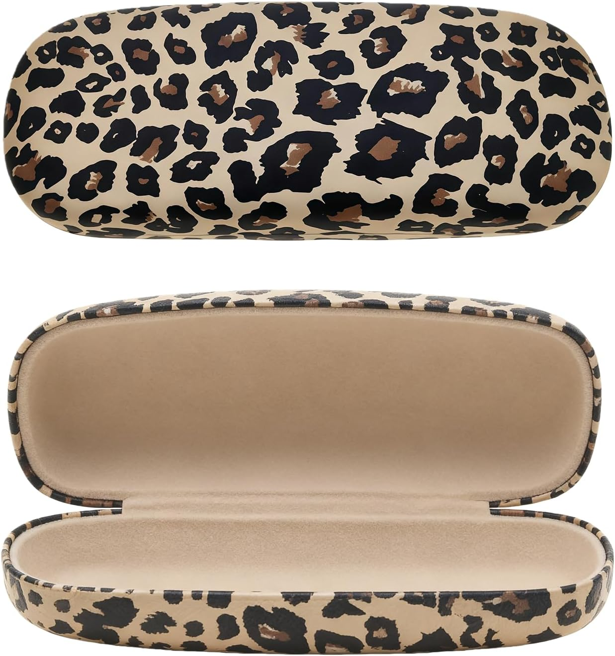 Leopard Print Glasses Case 2Pcs Animal Pattern Sunglasses Cases Hard Eyeglasses