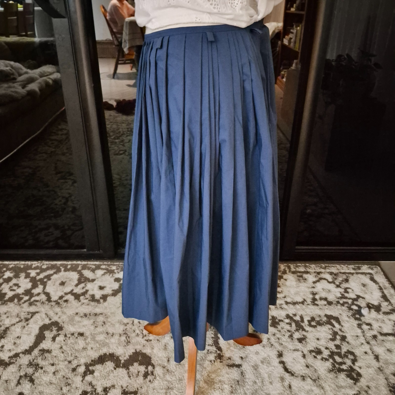 Sofie D’Hoore SUVI Skirt 36 Navy Cotton Pleated Knee Length Rare Unworn