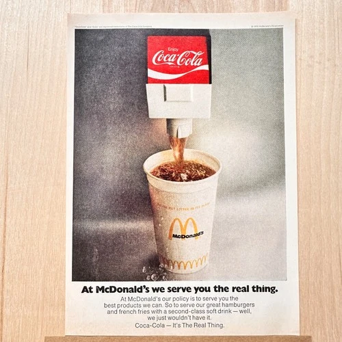 1972 McDonald’s Cup Coca Cola Vintage Print Ad Fast Food Soda Advert Art