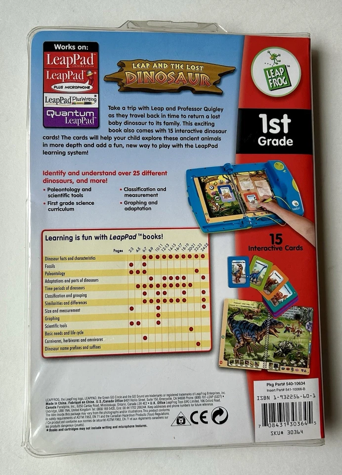 LeapPad Leap & the Lost Dinosaur 1st Grade Science Book Cartridge 11/15 Cards CA - Image 2 of 4