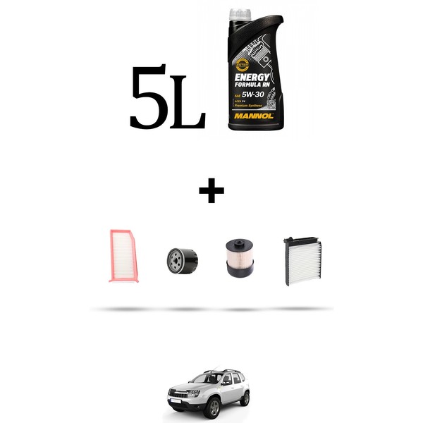 Hoffcar Set Service 4 Filter Und 5L ÖL FüR Dacia Duster 1.5 DCI 81Kw Von-image