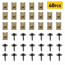 40Pcs U Nuts Fasteners Speed Style Clips &Hex Body Bolts For Bumper Fender Guard